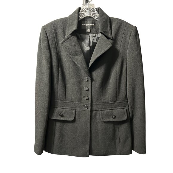 Sag Harbor Womens Blazer Size 8 Black Polyester Suit Jacket - Picture 9 of 9